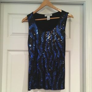 Blue sequin tank top